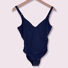 SEAFOLLY US Size 10 DD One Piece Women's Swimsuit Dark Blue Textured AUS 14