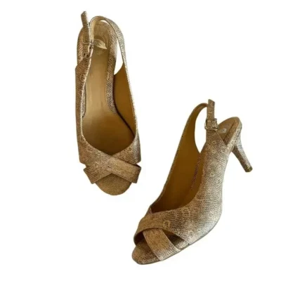 Nurture кожи заглянуть носок нейтральный блестящий змея печать слинга каблуки ~ размер 8 - Изображение 1 из 4