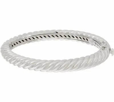 Brazalete QVC diseño acanalado de plata esterlina por estilo plateado 35,3 g tamaño 6-3/4" Foto 1 de 3
