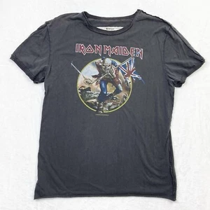 Amplified Shirt Large Gray Iron Maiden Recycled Upcycled Distressed 2008 Music - Picture 1 of 12