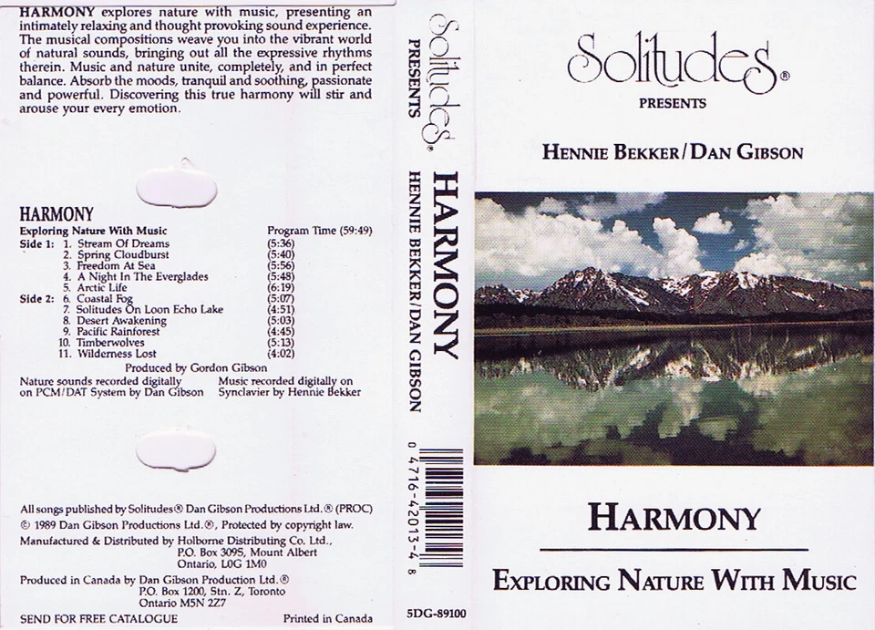 Cassete Solitudes Harmony Dan Gibson Hennie Bekker New Age bom ambiente - Imagem 1 de 1