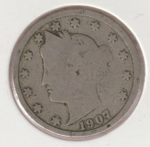Rare 118 Year Old 1907 Barber Liberty V Nickel US Coin Collection Collectible - Picture 1 of 2