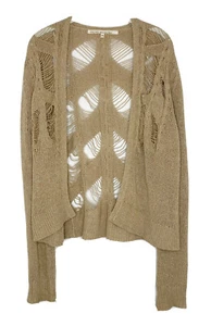Rachel Rachel Roy Destroyed Tan Open-Front Cardigan Size Large E2 - Picture 1 of 5