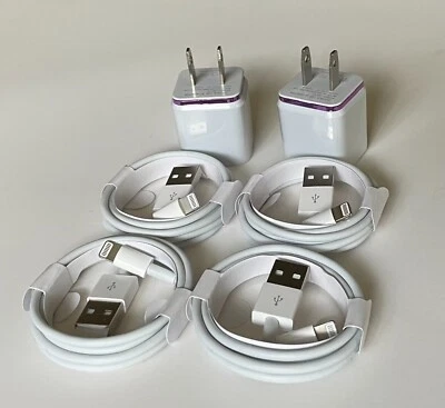 Cargador de pared USB 2 piezas 5V doble puerto y 4 piezas cable de carga rápida USB para iPhone Foto 1 de 4