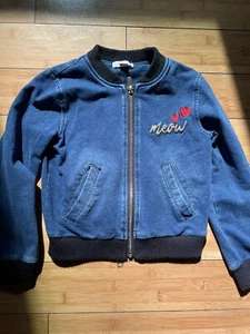 FLAPDOODLES Jean Jacket Girl Cat Baby Toddler Catimini Sweater Cardigan Sequin 6 - Picture 1 of 9