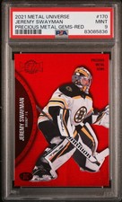 2021-22 Skybox Metal Universe Jeremy Swayman PMG Red /100 RC PSA 9