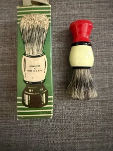 Vintage Wood Shaving Brush Painted Red/Black/White * Made in USA* - Picture 1 of 5