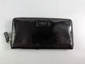 Radley Large Black Patent Leather Zip Around Purse 20cm X 10cm - Picture 1 of 4