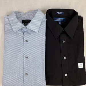 Alfani Croft Barrow Mens Shirt Lot XL 17 - 17.5 Button Black Blue Wrinkle Resist - Picture 1 of 19