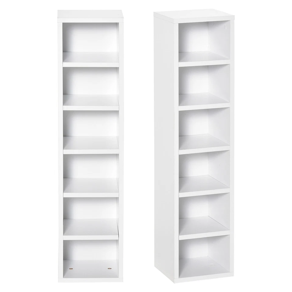 HOMCOM Set 2 Librerie Scaffale porta CD a 12 Ripiani in Legno Bianco - Immagine 1 di 1