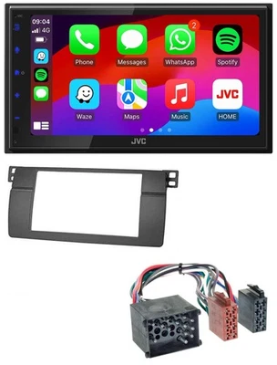 JVC Bluetooth USB MP3 2DIN DAB Autoradio für BMW 3er E46 mit großem Navi Rundpin - Bild 1 von 4