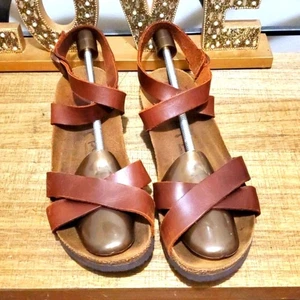 Papillio Birkenstock Lola Brown Leather Strap Wedge Sandals Sz 6 EU 37 - Picture 1 of 10