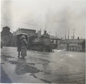 Vintage Mansfield Baltimore Ohio 1913 Hochwasser B & O Depot Zug Foto Postkarte - Bild 1 von 3