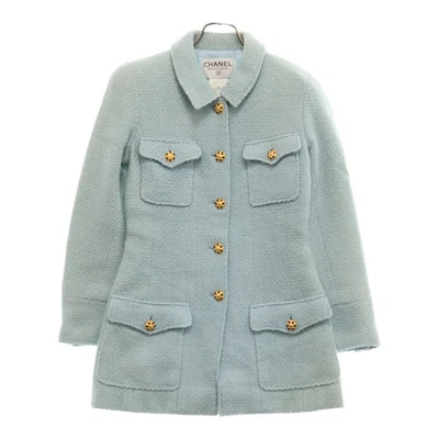 CHANEL Size: 38 Coco Button 4 Pockets Alpaca Blend Wool Tweed 5B Jacket 96A P083 - Image 1 of 4