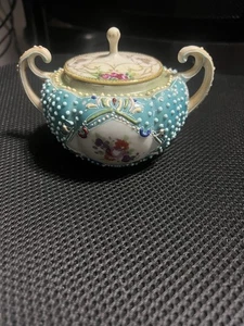 Antiker Nippon Zucker handbemalt erhaben Emaille Moriage - Bild 1 von 11