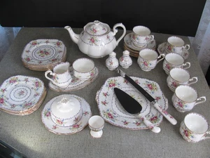 37 Pc Royal Albert Petit Point China Luncheon & Tea Set-Egg Cup Cake Plate More - Picture 1 of 24