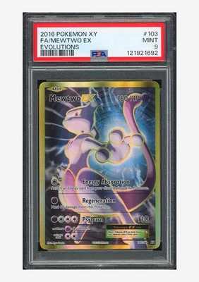 Pokemon PSA 9 Mewtwo EX Full Art 2016 103/108 Evolutions English - Image 1 of 2