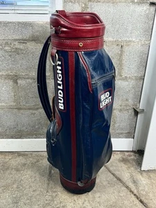 BUD LIGHT VTG Golf Bag Leather Accents MADE IN USA - Picture 1 of 16