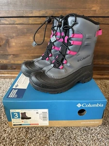 Columbia Youth Showboot Talla 1 Gris Negro Rosa Impermeable Invierno Nieve - Imagen 1 de 6