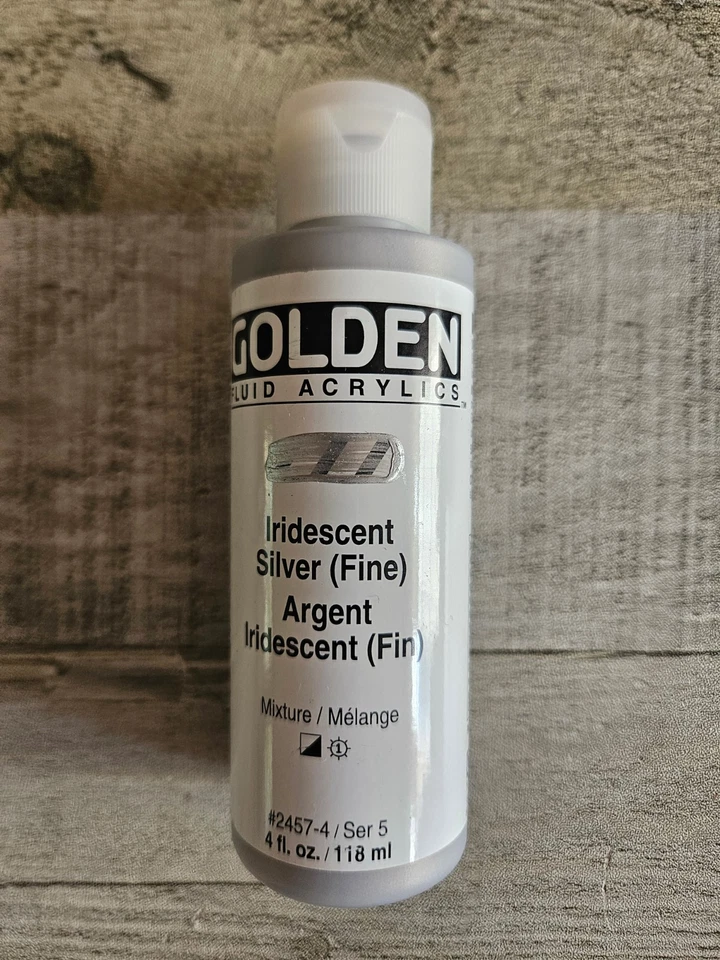 Golden Fluid Acrylics Artist Paint 4-Fl Oz Bottle ~ Iridescent Silver (Fine) - Image 1 of 1
