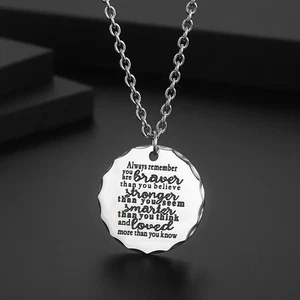 Silver stainless steel Chain Necklace & solid pendant handmade inspirational - Picture 1 of 9