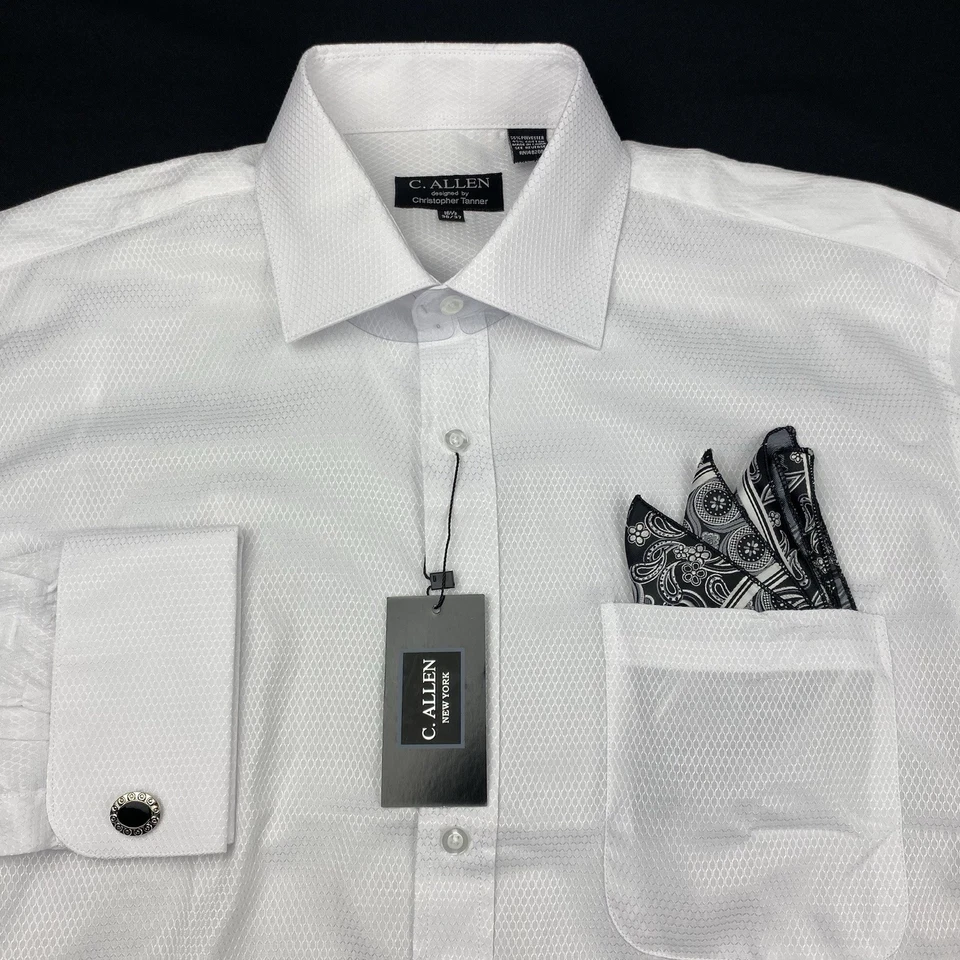C. ALLEN Нью-Йорк платье рубашка мужская 16,5-36/37 белый французский манжеты w/ссылки новый с Ярлыками! - Изображение 1 из 4