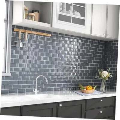  Peel and Stick Backsplash for Kitchen: Self Adhesive Wall Tiles 10 Dark Gray - image 1 of 4
