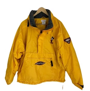 VTG 90s Mickey Mouse Yellow Pullover Puffer Ski Jacket Disney Store Men Med - Picture 1 of 17