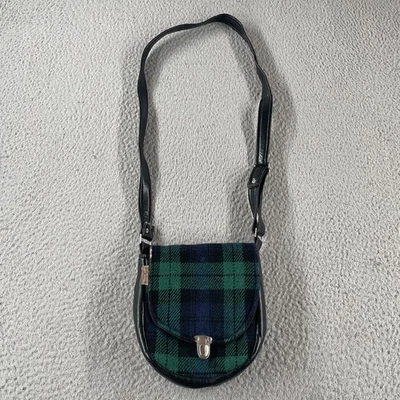 Auténtico bolso de hombro Harris Tweed vintage para damas verde oscuro a cuadros tejido a mano * Foto 1 de 4