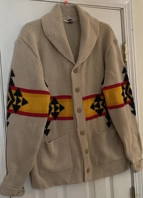 Cárdigan Suéter Para Hombres De Colección Años 70 Miller Ropa Exterior Tejido Tribal Azteca Suroeste L Foto 1 de 4