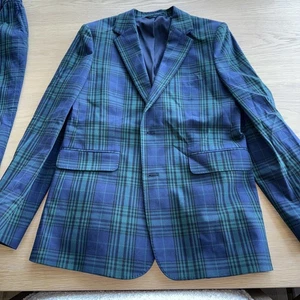 Vineyard Vines Boys Size 16 Stretch Cotton Blazer Blue Green Tartan Plaid Jacket - Picture 1 of 8