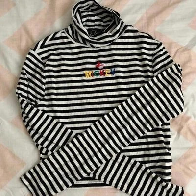 Vintage Disney Mickey Mouse Turtleneck Long Sleeve Size L Crop Top - Image 1 of 4