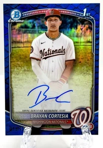 2025 Bowman Chrome Brayan Cortesia 1st Auto Reptilian Blue Refractor #18/150 - Picture 1 of 2