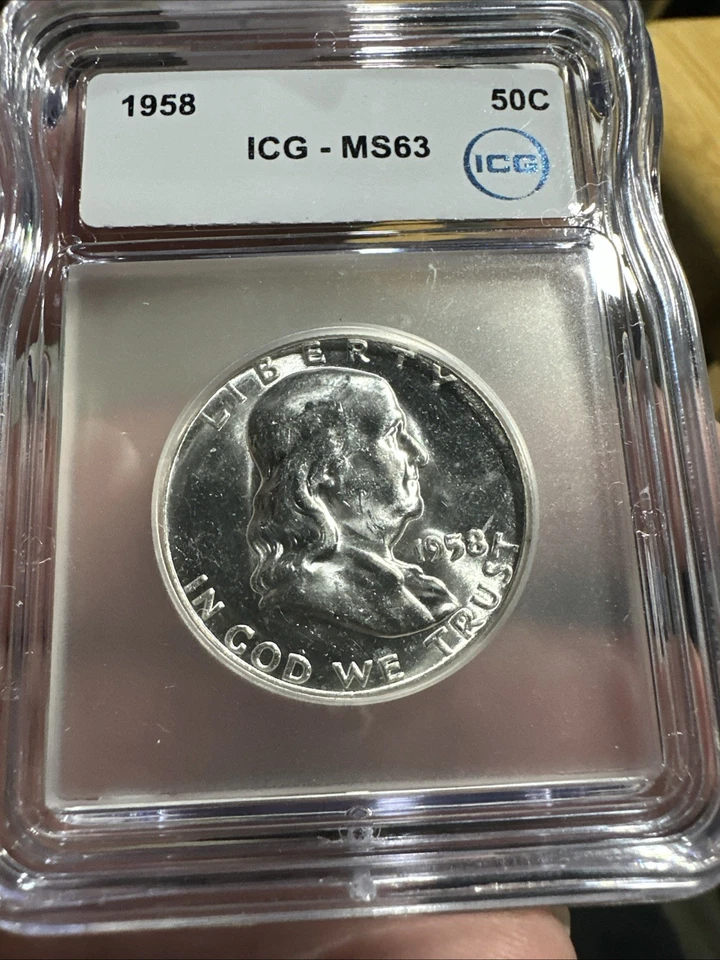 1958 ICG-MS63 Franklin Half Dollar - Image 1 of 4