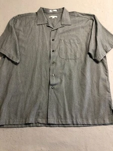 Geoffrey Beene Button Down Shirt Mens XXL Gray Print Pocket Short Sleeve Collar - Picture 1 of 5