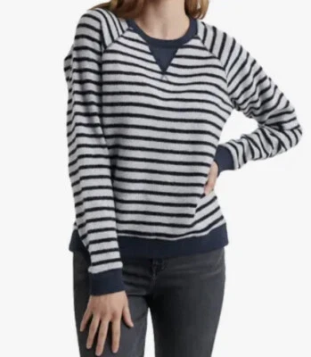 Sudadera para mujer Lucky Brand azul marino manga larga a rayas polar cepillado Foto 1 de 4