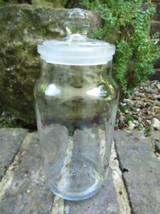 VINTAGE RAVENHEAD GLASS STORAGE SWEETIE JAR w/ ETCHED GROUND GLASS STOPPER 20cm