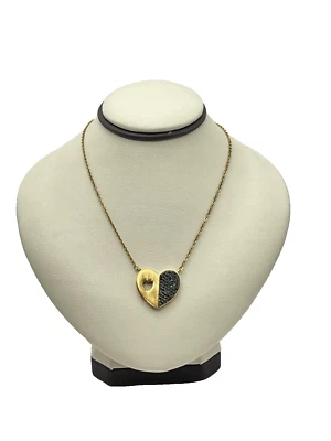 Collar chapado en oro de plata de ley 925 con diamantes negros de 18" Foto 1 de 4