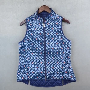Peter Millar Vest Womens Medium Puffer Quilted Reversible Golf Zip Up Blue - Picture 1 of 9