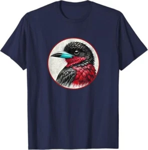 Black and Red Broadbill T-Shirt Retro Bird Tee Design 10 Colors by Bird.Fan - Picture 1 of 12