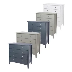Chest of 4/5 Drawers Bedroom Clothing Storage Unit Metal Handles Runners - Picture 1 of 27