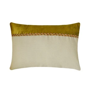 Chartreuse Green Velvet Lumbar Pillow Cover Set of 2 Lace-Jute Chartreuse Satini - Picture 1 of 3