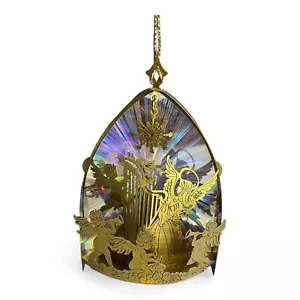 Holograghic Christmas Ornament Trumpeting Angels Cut Brass Light Socket Taiwan - Picture 1 of 7