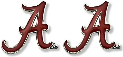 Alabama Crimson Tide "A" Football Team NCAA Logo Silver Post Stud Earrings Set Cover