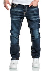 Herren Dicke Nähte Destroyed Jeans Regular Slim Denim Hose Fit 7983BC
