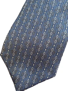 Perry Ellis Silk Necktie Circles Navy Dark Blue White Tie Italy Men New - Picture 1 of 8