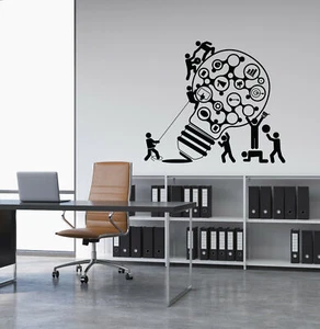 Vinyl Wall Decal Creative Teamwork Light Bulb Idea Office Decor Stickers 4141ig - Picture 1 of 3