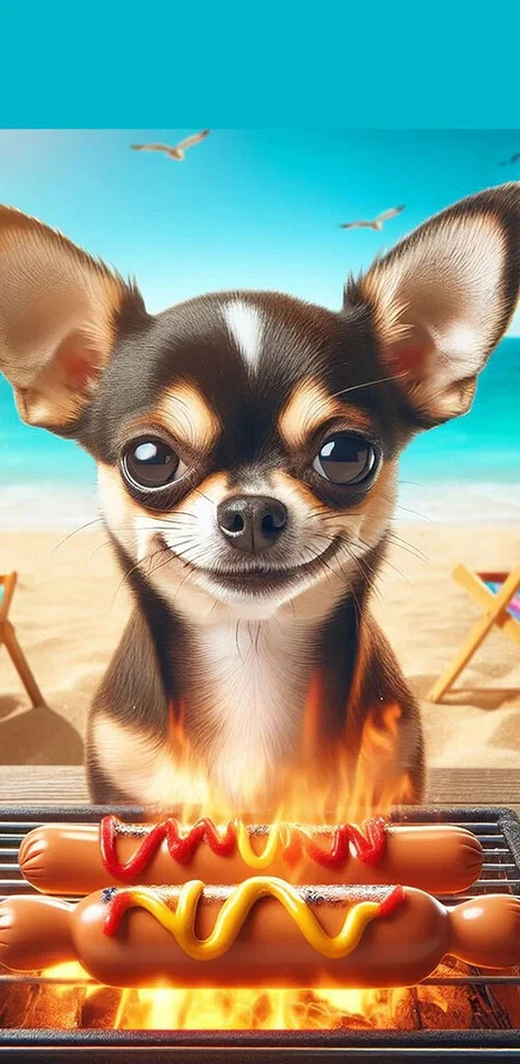 Toalha de praia Chihuahua lisa preta/castanho diversão verão - Imagem 1 de 1