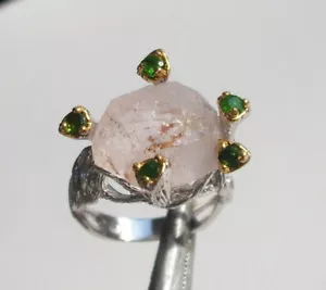 CeS Ring roher hellrosaner Morganit Kristall, Nugget Chromdiopsid Chrom Diopsid - Bild 1 von 1