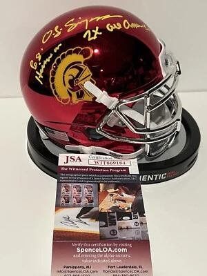 OJ SIMPSON Signed Autographed Auto CHROME USC Trojans mini Helmet JSA - Image 1 of 3